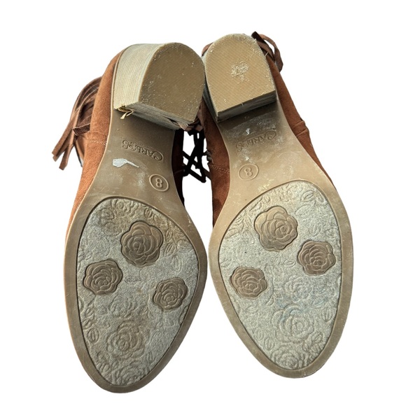 Carlos santana boots cognac brown suede fringe booties Size 8 - Picture 6 of 9